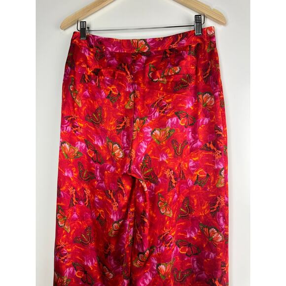 L'AGENCE Luvvy Butterfly Print Silk Straight Leg Trousers Women's Medium ? Pants - Picture 12 of 16